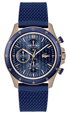 Lacoste Montre Chronographe à Quartz pour Homme avec Bracelet en Silicone Bleu - 2011253
