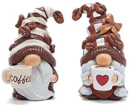 Hodao 2 gnomi da caffè accessori decorativi per bar caffè primavera estate svedese Tomte elfo nano figurine primavera estate gnomo decorazioni regali autunno gnomo decorazione decorazioni per interni