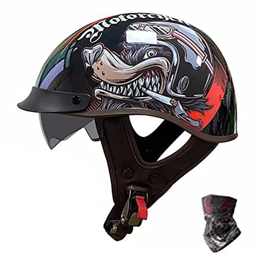 Smilfree Motorradhelm Mit ECE Halbschalenhelm Mit Brille Chopper Helm Motorrad Halbhelm Scooter Helm Jet Helm Leichter Mopedhelm Mofa Helm Retro Halbschale Helm Brain Cap Halbhelm
