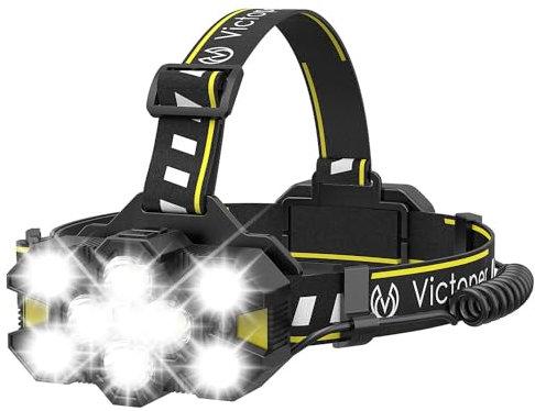 Victoper Lampe Frontale Rechargeable,2025 Améliorée 11 LED 25000 Lumens Lampe Frontale LED 12+2 Modes D'éclairage IPX5 Étanche Commande Gestuelle,Mains Libres, Puissante