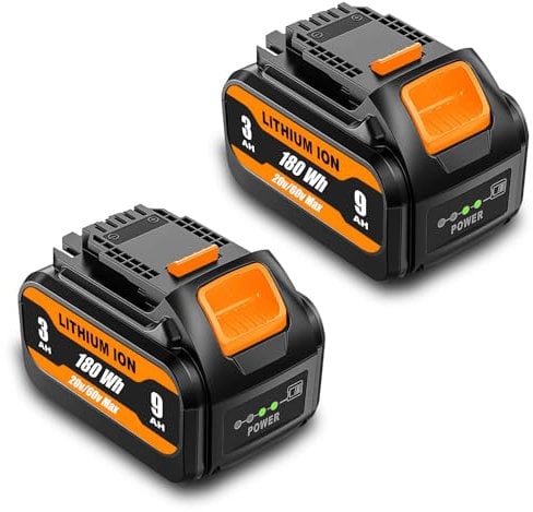 SKYON - Replacement Battery for DCB606-2 DCB606-2 20V/60V 9Ah DCB609 9Ah DCB612 12Ah DCB615 15Ah 20V 60V MAX* Lithium Ion Battery Compatible with Dewalt 20V 60V Power Tools, 2 Pack