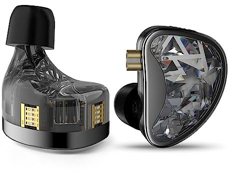 KZ AS24 in-Ear Monitors HiFi Earphone Wired,12BA Hybrid Drivers Tunable IEM Headphones Ergonomic Design Memory Foam with Removable Cable for Audiophile Musician (Black, Tuning Version No Mic)
