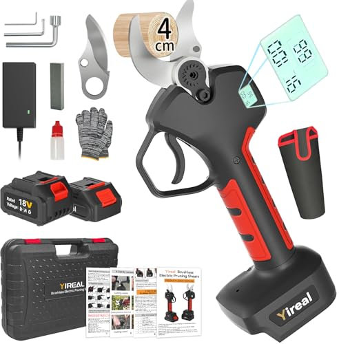 電動剪定バサミ 【山本造園会社監修】剪定バサミ 18V切断径40mmのコードレス充電式剪定バサミ 2段階開き角度調節可 マキタ18V互換 4500mAh大容量バッテリー付き PSE認証取得済み 切断回数と残量表示ディスプレー ブラシレスモーター搭載切れ味良い 日本語取扱説明書付き 人気 新モデル 剪定鋏