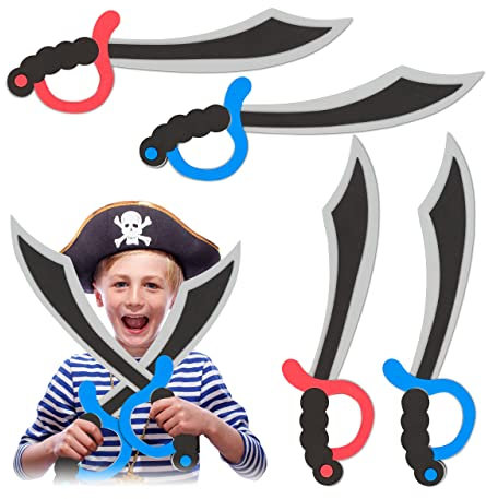 Relaxdays 8 x Piratensäbel im Set, Schaumstoff, Karneval, Fasching, Halloween, für Kinder, Piratenschwert, 41 cm lang, bunt