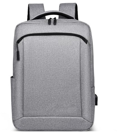 DEEVORCA Mode Rucksack Herren Elegant Schulrucksack 14 Zoll Laptoptasche mit USB Ladeanschluss Tagesrucksack für Reisen Business Arbeit Täglich Wasserdicht Herren Backpack Hellgrau