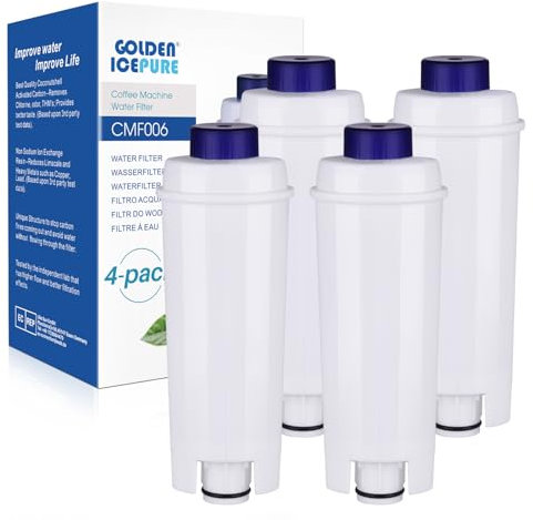 GOLDEN ICEPURE Wasserfilter Kaffeevollautomat Kompatibel mit De'Longhi DLSC002, SER3017 & 5513292811, ECAM, ESAM, ETAM, BCO, EC-Serie,4 stück