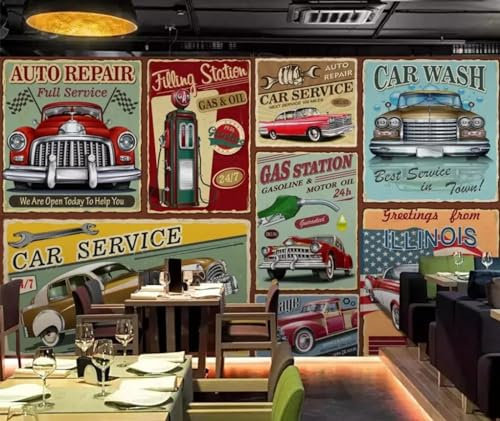 ISAPEE Nostalgie handgemalte europäische Oldtimer Bar Restaurant Wandbilder Hintergrund Wand