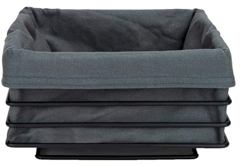 Justinus Brotkorb - Anthrazit - Schwarz - Edelstahl - 23 x 21,5 cm - mit Stoffeinlage - eckig