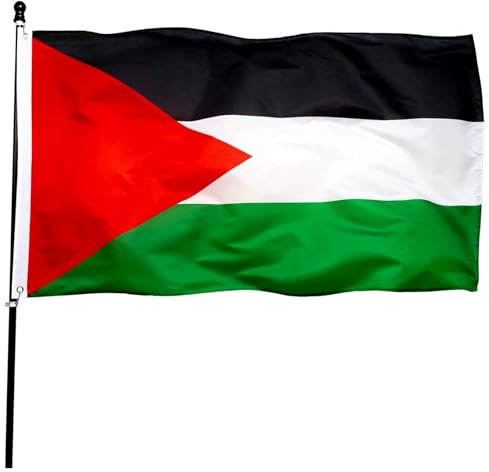 AWAVM Palästina-Flagge, 152 x 91 cm, wetterfeste Palästina-Flagge mit Messingösen, waschbare Palästina-Flagge, geeignet für Innen- und Außendekorationen und Sportveranstaltungen