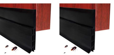 EXTSUD Adhesive Under Door Sweep Weather Stripping Soundproof Rubber Bottom Seal Strip Draft Stopper Draught Excluder, 39 Length x 2 Width (1M Black) (Pack of 2)