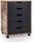 GIANTEX Aktenschrank auf Rollen, Rollcontainer mit Schubladen, mobiler Druckerständer für Home-Office & Büro, für Ordner, Dokumente, Papiere (Schwarz + Braun, 49 x 40 x 65 cm)