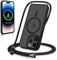 Yoedge Magnetische Handyband für iPhone 15 Pro Max 6,7 Hülle mit Band, Handyhülle Kompatibel mit MagSafe, Matt Transluzente PC+TPU Stoßfest Schutzhülle mit Abnehmbar Kordel zum Umhängen Case,Schwarz
