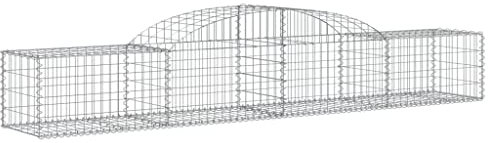 Makastle Parterre surélevé en Gabion arqué, jardinière en Cage à Pierre, Lit Surélevé à Gabion, Parterre de Fleurs Jardin Terrasse Extérieur Jardinière Panier à Pierres, 300x50x40/60 cm Fer galvanisé