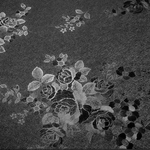 VEELIKE Papel Pintado Flores Negro Rosas Textura Papel Pared Estampado Vintage Papel Adhesivo para Muebles Flores Papel Pintado Pared con Relieve Papel Tapiz Salon Habitación Extraíble 40cm×300cm