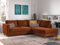 Lisa Design Jake - Ecksofa mit Schlaffunktion - 5-Sitzer - aus Samt - rechts Rostfarben