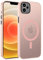 ORDA für iPhone 12 Hülle 6.1 Zoll Kompatibel mit MagSafe,Magnetisch Handyhülle für iPhone 12 Pro Case Durchscheinende Matt Rückseite für iPhone 12/12 Pro Dünn Stoßfest Schutzhülle Rosa