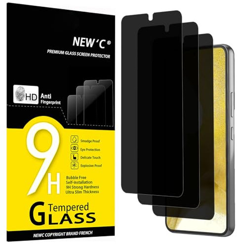NEW'C Lot de 3, Verre Trempé Anti-Espion pour Samsung Galaxy S22 5G, Angle de Confidentialité 35 Degrés Équilibré avec Protection des Yeux, Dureté Ultra-Résistante 9H, Sans Bulles