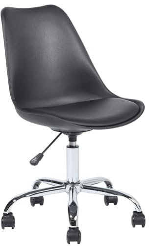 Shally Dogan Sedia da Scrivania in Polipropilene con 5 Ruote Girevoli 360°, Poltrona Ergonomica con Seduta Imbottita in Schiuma Altissima Densità, Ideale per Cameretta, Ufficio, Casa (Nero)