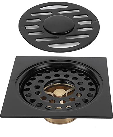 Duschablauf-Set, Edelstahl-Badezimmer-Bodenablauf-Set Mit Abnehmbarer Siebabdeckung, Verstopfungssicherer Bodenablauf, Wasserablaufzubehör Für Küchen-WC, Schwarz