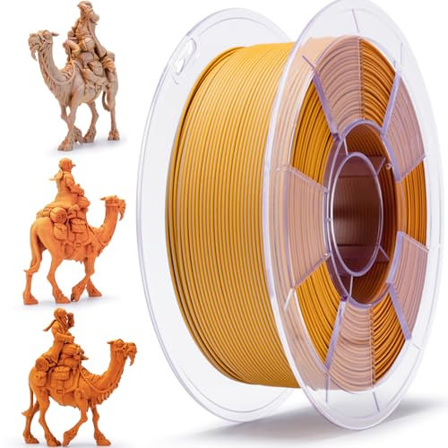 ZIRO PLA Filament 1.75mm, Matt Mehrfarbig 3D Drucker Filament, Farbwechsel mit Winkel, Dreifarbig 3-in-1 PLA, Maßgenauigkeit +/-0.03mm, Passend für Die Meisten FDM-Drucker, 1kg Spule, Wüste