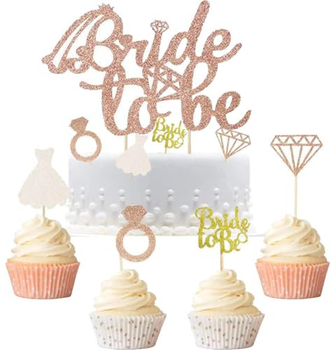 HCRXVV Bride To Be Décoration de gâteau de mariage - Décoration de gâteau de mariée - Décoration de fiançailles - Moules à muffins - Décoration de gâteau de mariage - Soirée de Noël - Femmes pour