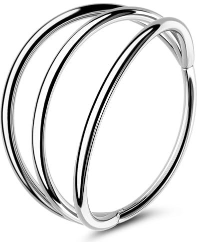 OUFER Body Piercing Nose Ring Hoops 20G Cartilage Helix Earrings Tragus Daith Piercings Jewellery Rook Snug Hinged 316L Surgical Steel Clicker Conch Ring