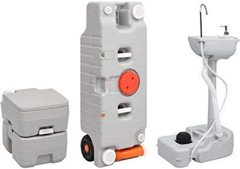 Sufrk Juego Inodoro con Lavabo y depósito Agua portátil para Camping Vater Portatil Camping Caseta WC PortáTil - 3186670