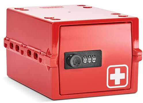 Lockabox Mini™ | Small Medicine Lock Box with Combination Lock (A5-Sized) | Mini Medical Lock Box For Tablets, Creams & Medical Pens | Discrete & Hygienic (Medi Red)
