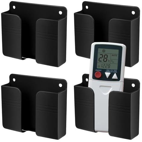 4 Stück Wandhalterung Handyhalter mit Klebstoff, Selbstklebende Handyhalter für Duschbett Wand, Halterung für Handy Ladegerät, Schwarz