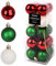 Weihnachtsbaumkugel Set - 20 x 4 cm Kugeln in Rot Glänzend, Weiß Glitzernd & Grün Matt - Perfekte Dekoration für Festliche Weihnachtsbäume, Adventskränze und Tischarrangements