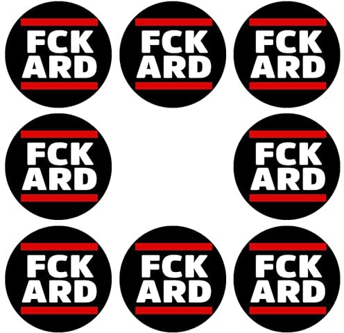 Sammys Shirt Store 8 Stück Einkaufswagen Aufkleber 3cm Durchmesser - FCK ARD Lügenpresse GEZ