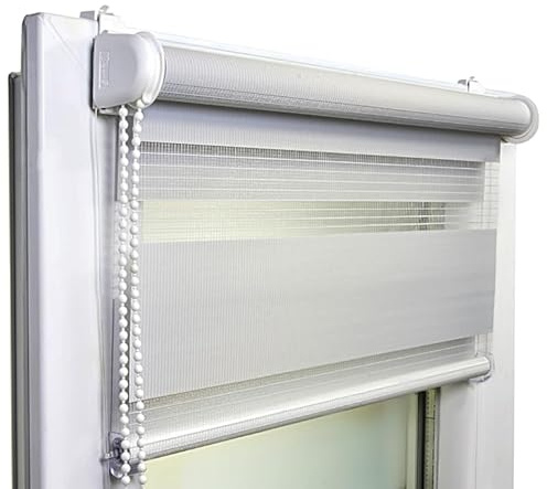 Rollos für Fenster ohne Bohren Klemmfix – Doppelrollo Tag Nacht Duo Rollo – Fenster Rollos für Innen Klemmfix ohne Bohren – 149 x 150 cm – Dunkelgrau – Voppi