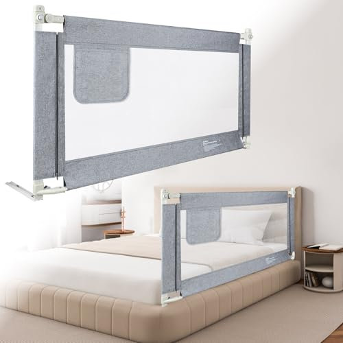 Kuro-sagol Bettgitter Rausfallschutz Rausfallschutz Kinderbett für Baby Bett & Elternbett mit absenkbarem Design und praktischer Aufbewahrungstasche, 180cm