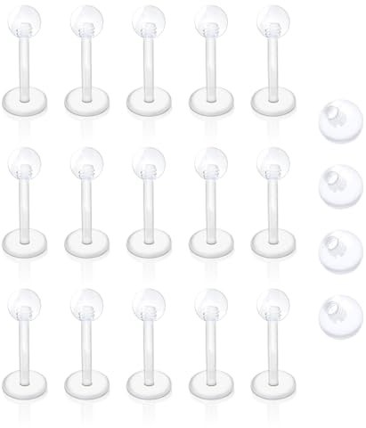 Besyvvin Plastik Lippenpiercing 1,2mm Kunststoff Labret Stecker 10mm Acryl Flexibel Piercing Lippe Helix Tragus Retainers