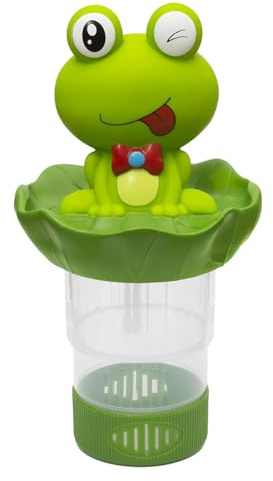 Froschförmiger Pool Dosierschwimmer Schwimmender Chlorspender Tier Chlortablettenspender Dosiergerät für große 7,6 cm Pool Chlor Tablettenständer, hält 4 Chlortabletten