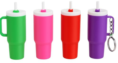 Mini Tumbler Keychain Accessories for Stanley Cup, Cute Stanley Charms with Tassel Pendant, Fashion Tumbler Keychain for Women Girls Handbag Backpack Purse, Made In Manchester (Red)
