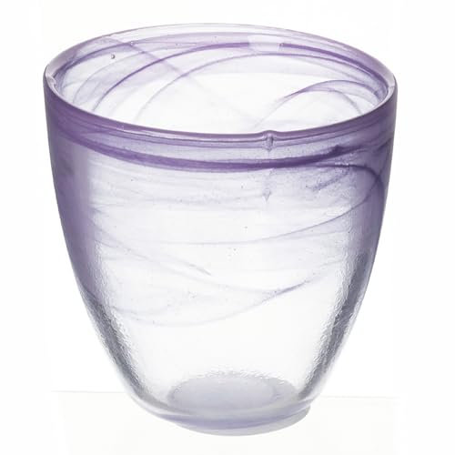 Villa d'Este Home Tivoli 1996 Set 6 Bicchiere acqua bombato 280 ml in vetro, superficie sfumata, viola, Alabastro