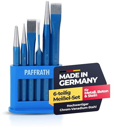 Paffrath® Meißel Satz 6-teilig. – Flachmeißel & Kreuzmeißel für präzises Arbeiten – Korrosionsgeschützt & durchgehärtet – Made in Germany