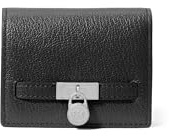 Michael Kors Women's Hamilton Small Compact Wallet, Silver-tone Hardware/Urbino Leather/Black, One Size, Hamilton Small Compact Wallet