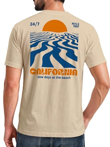 Neverless® Backprint Tshirt Herren California Beach Retro Sommer Grafikshirt Baumwolle Fashion Streetstyle Fashion