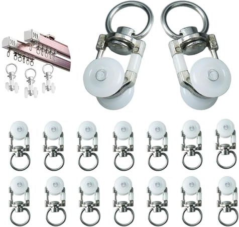 Lot de 30 Rouleaux de Rail pour Rideaux en Métal - Compatible Rail Intérieur >20mm - Pour Rideaux Lourds, Portes Coulissantes et Armoires