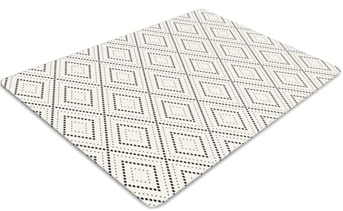 Bodenschutzmatte 100x70 cm für Büro & Zuhause Dekoration und Schutz PVC Vinyl rutschfeste Matte Rechteckig Wasserdicht Bodenschutz Kratzschutz Stuhl Unterlage - Geometrisches Muster
