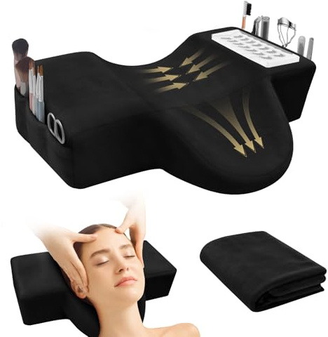 CGBE U-förmiges Wimpernkissen Ergonomisches Nackenkissen | U-Form Nackenstützkissen, Lash Kissen Flanellkissen für Wimpernverlängerung, Schönheitssalon, Heimgebrauch - Schwarz