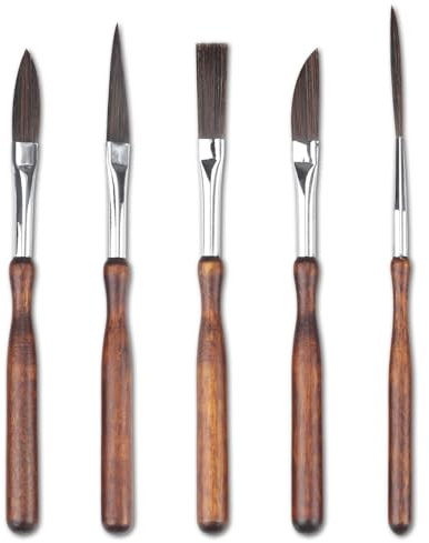 5PCS Professional Pinstriping Brush Set for Oil Painting, Acrylic Painting | Professional Synthetic Nylon Hair Brush Set Includes Flat,Fine Liner, Cat's Tongue Oval, Dagger Stri for Gouache Watercolor