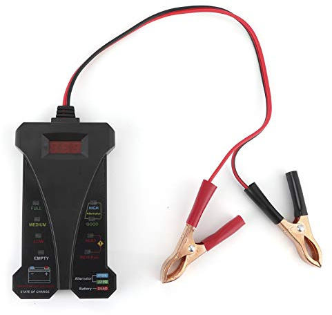 Autobatterie Tester 12V Digital Batterietester mit LCD Anzeige, 8 LED, Kupferklemmen - Spannungstest, Lichtmaschinenprüfung, Für Auto, Wohnmobil, Yacht