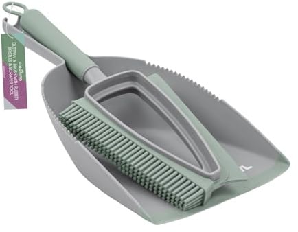 JVL Rubber Dustpan and Brush – Handheld Floor Sweeper, Grey