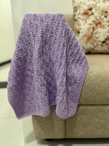 Lavender Tile Knit Blanket Pattern – Textured Geometric Blanket Knitting Pattern – Paper Knitting Pattern for Handmade Comfort