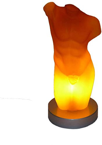 Dapo Mundgeblasene Vollglas Tisch-Leuchte-Lampe Hero Amber, H: 36 cm, Fuß D: 16 cm, Fenster-Kommode-Nachttisch-Schrank-Stimmungs-Dekorations-Leuchte