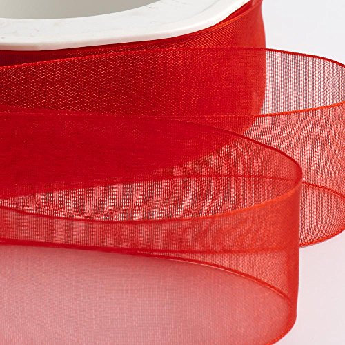 Italian Options Rouleau de ruban en mousseline d'organza Rouge 25 mm x 20 m