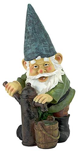Garden Gnome Statue - Water Pump Pete Garden Gnome - Lawn Gnome, Full Color
